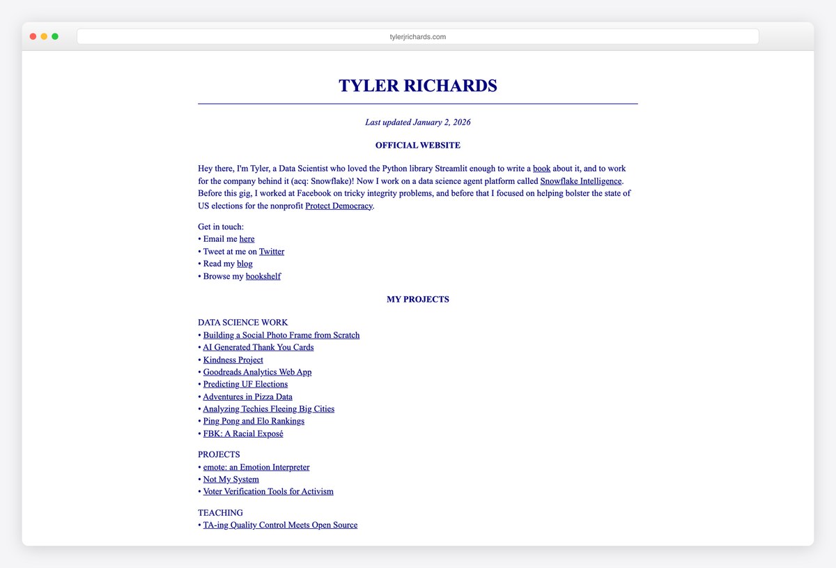 Tyler Richards data science portfolio website