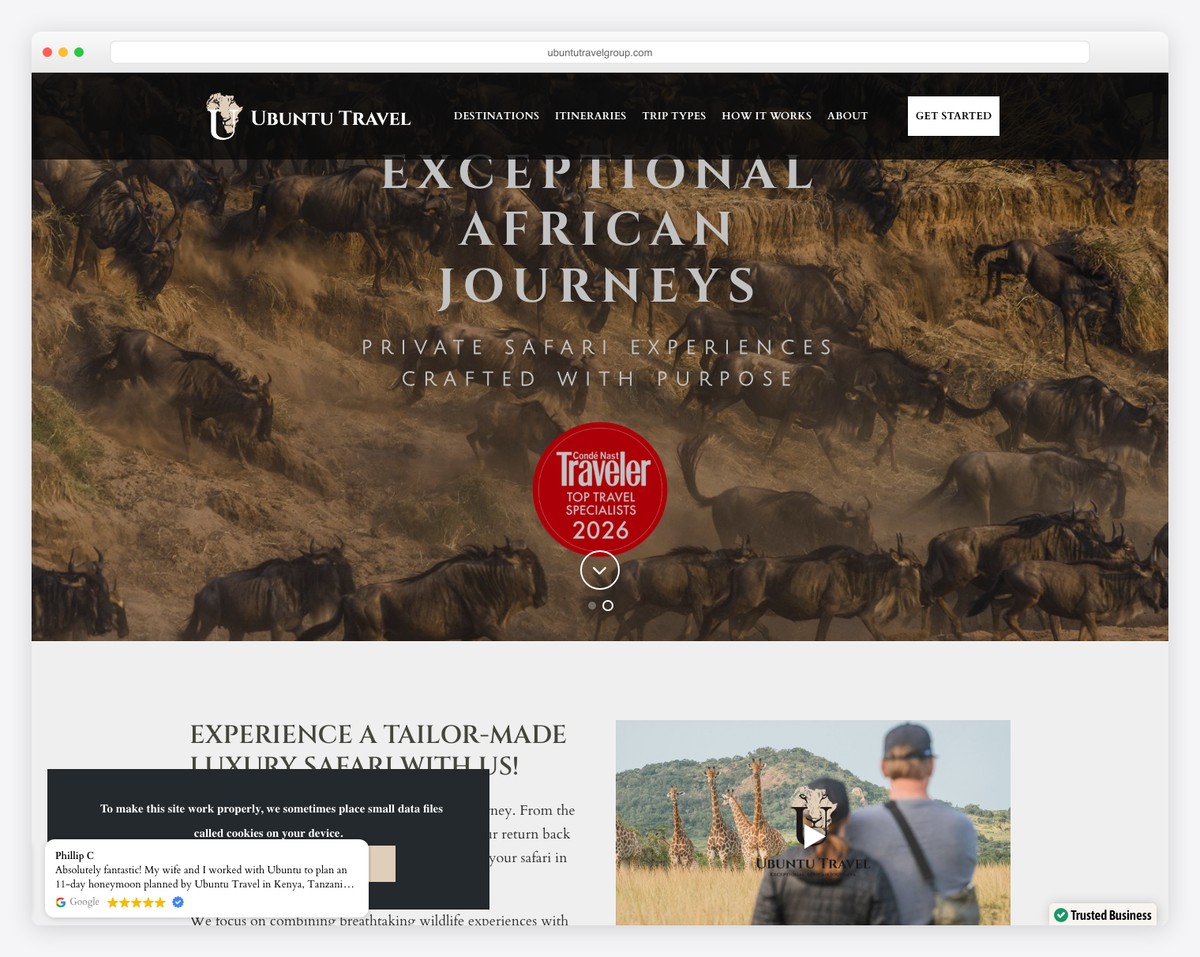 ubuntu travel website example