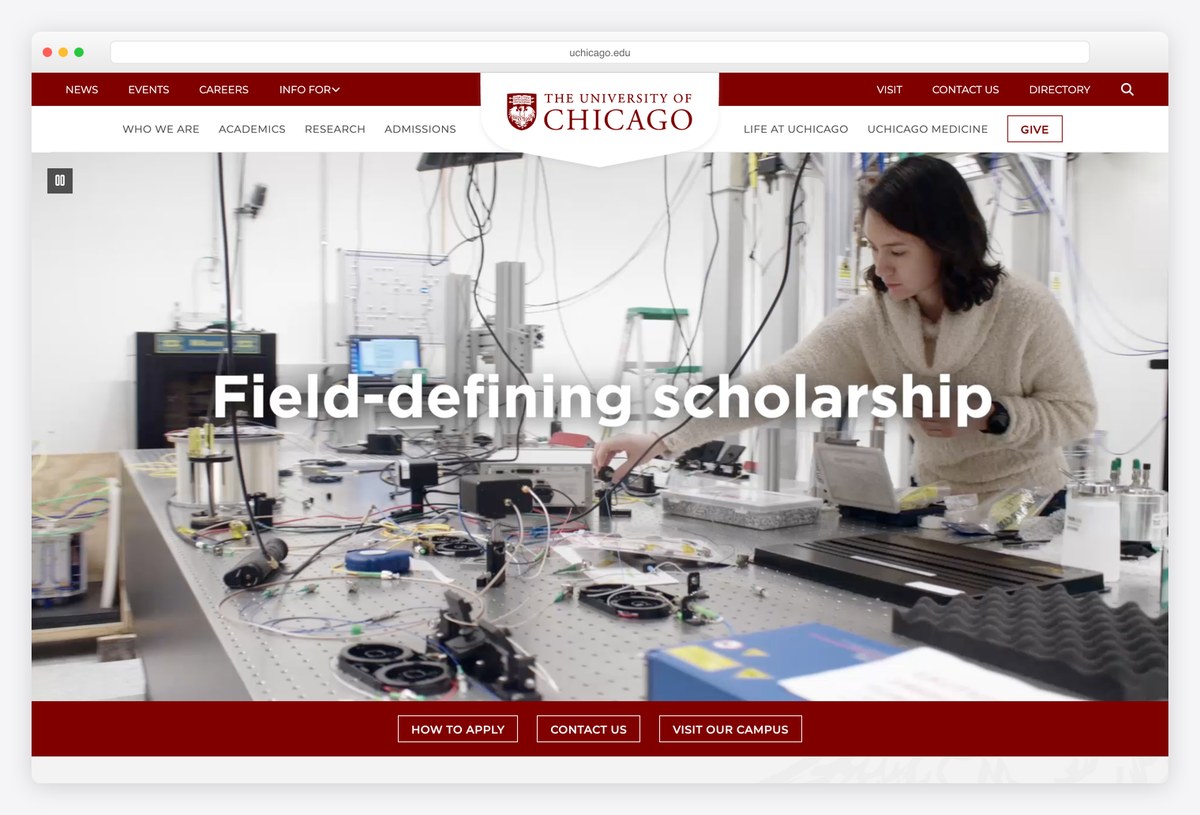 The University of Chicago homepage design