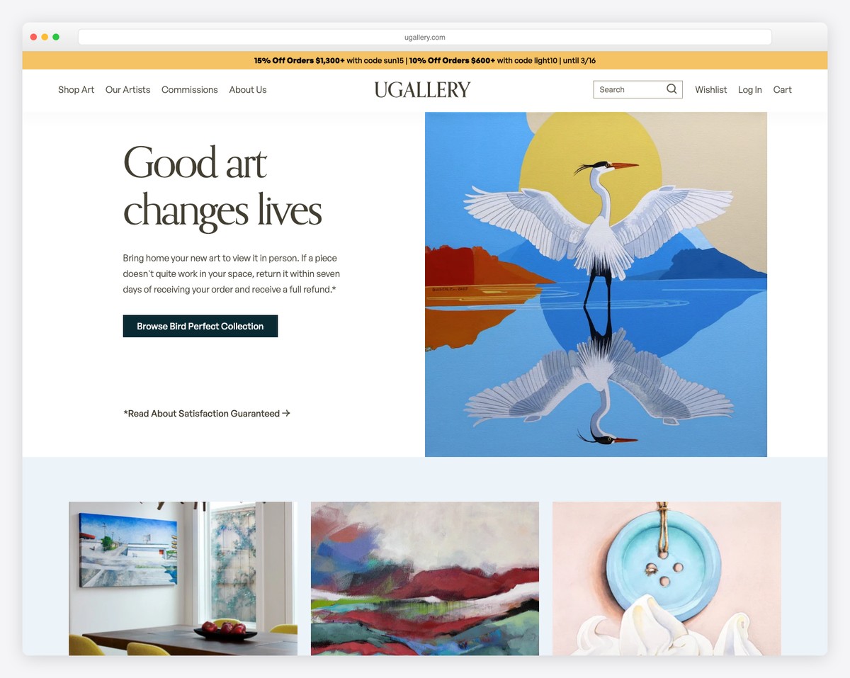 UGallery online art marketplace website