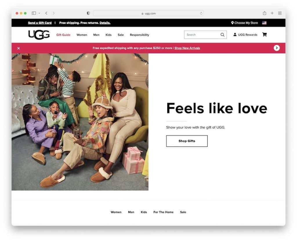 ugg shoe website example