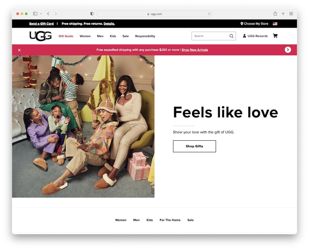ugg shoe website example