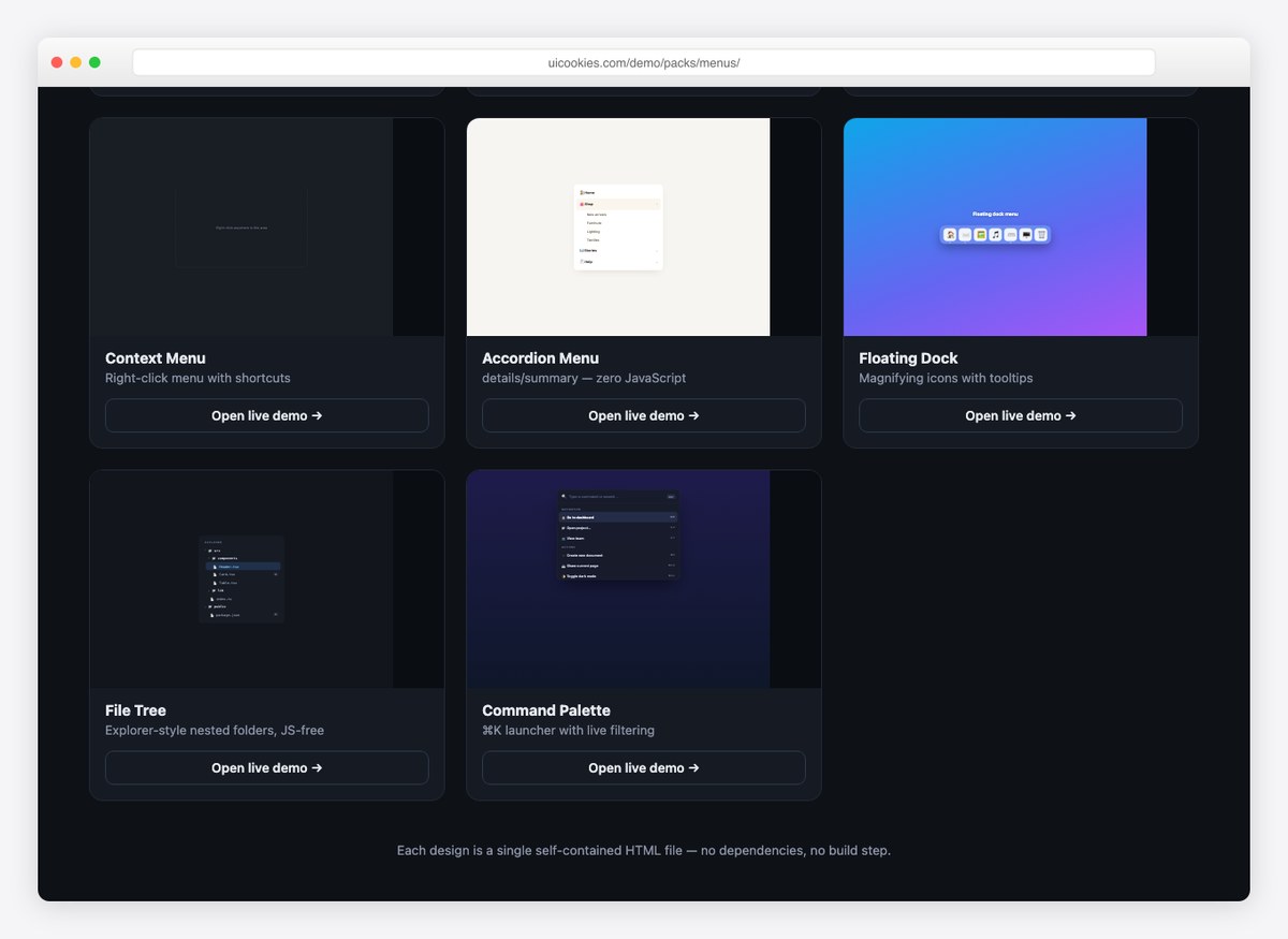 uiCookies free CSS menu templates