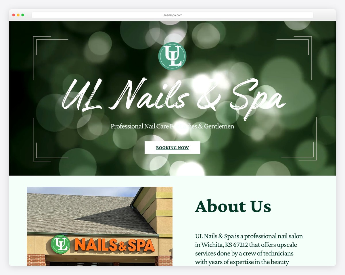 ul nails & spa website example