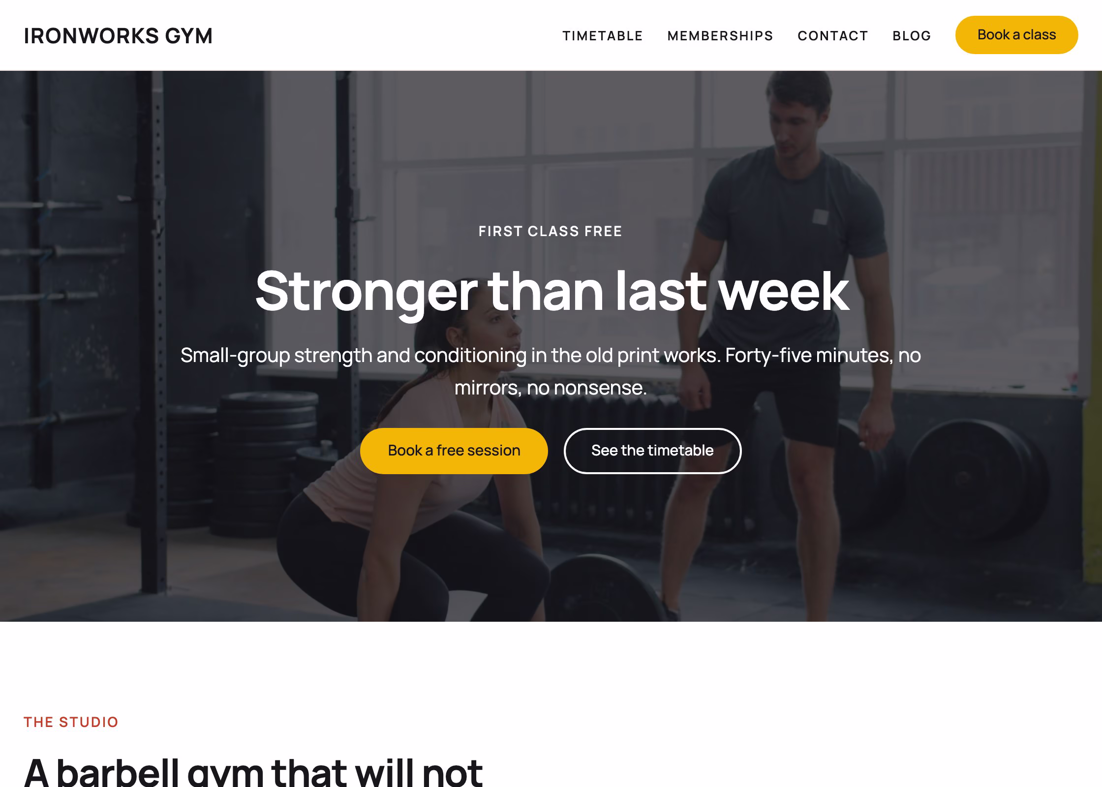 The Fitness studio starter site