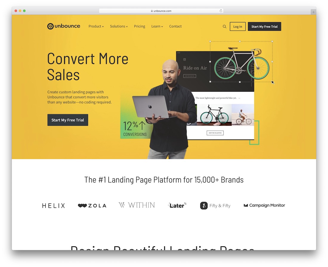 unbounce one page website builder