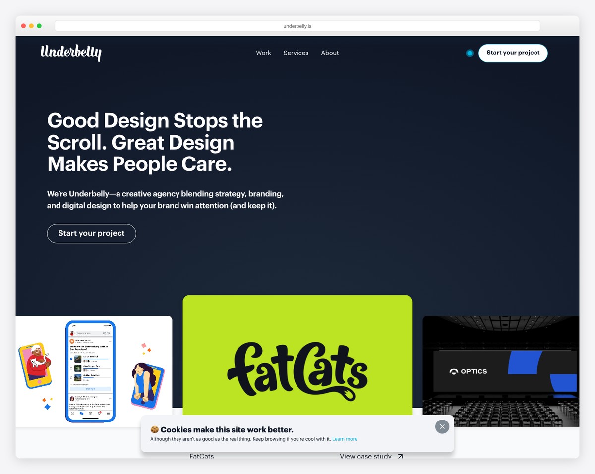 underbelly website example