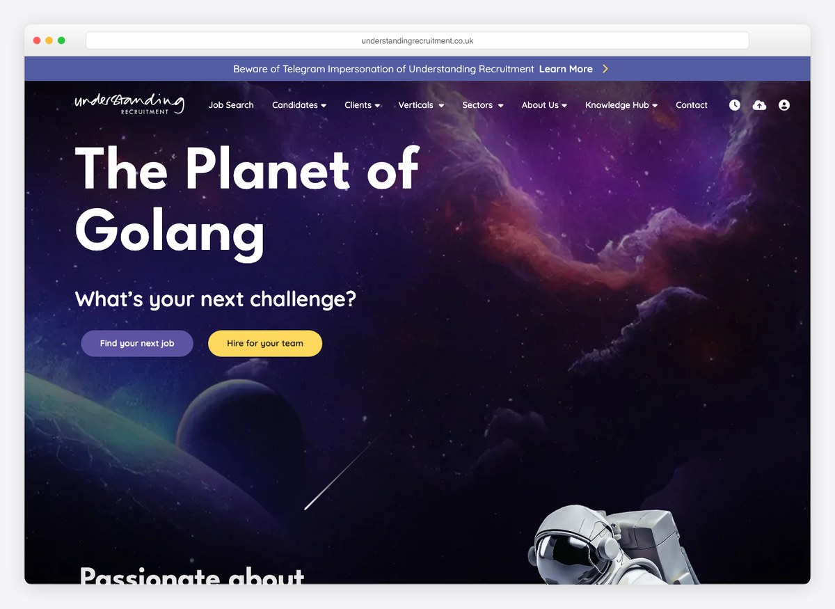 Understanding Recruitment recruitment website homepage
