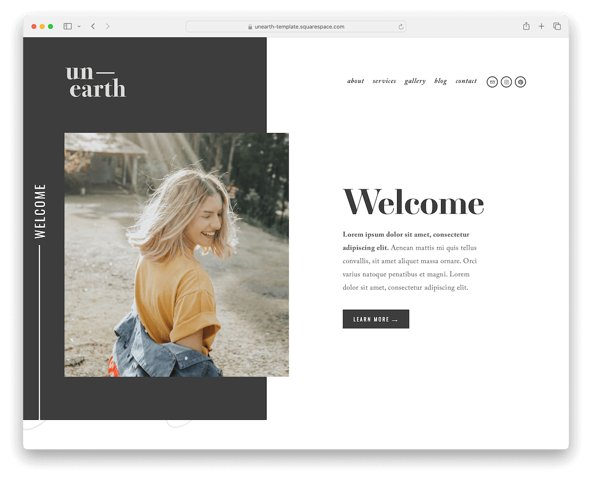 unearth squarespace therapist template