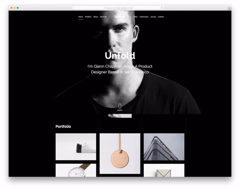 Unfold portfolio website template screenshot