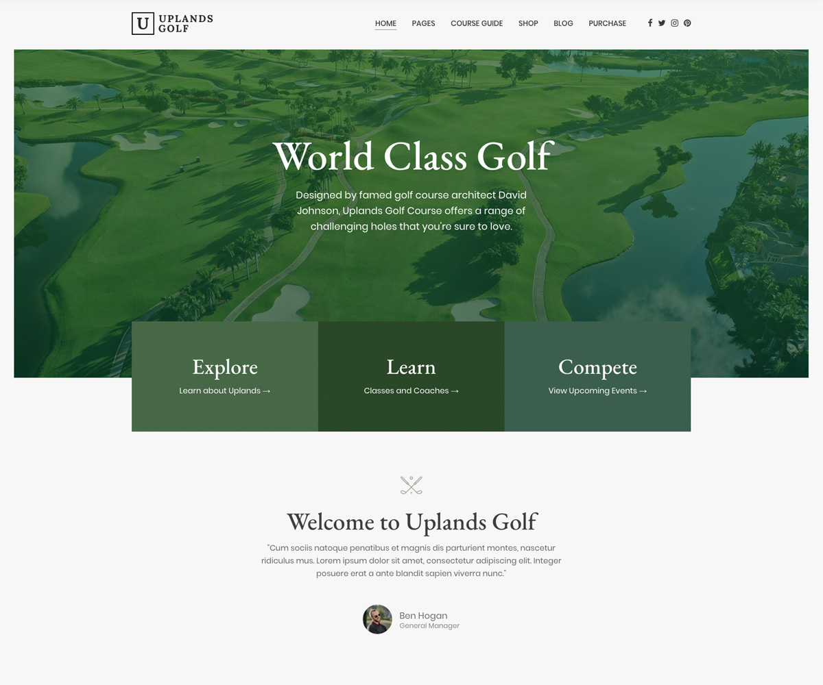 Uplands - golf course WordPress themes
