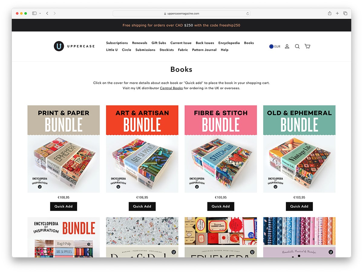 uppercasemagazine - book ecommerce store using squarespace