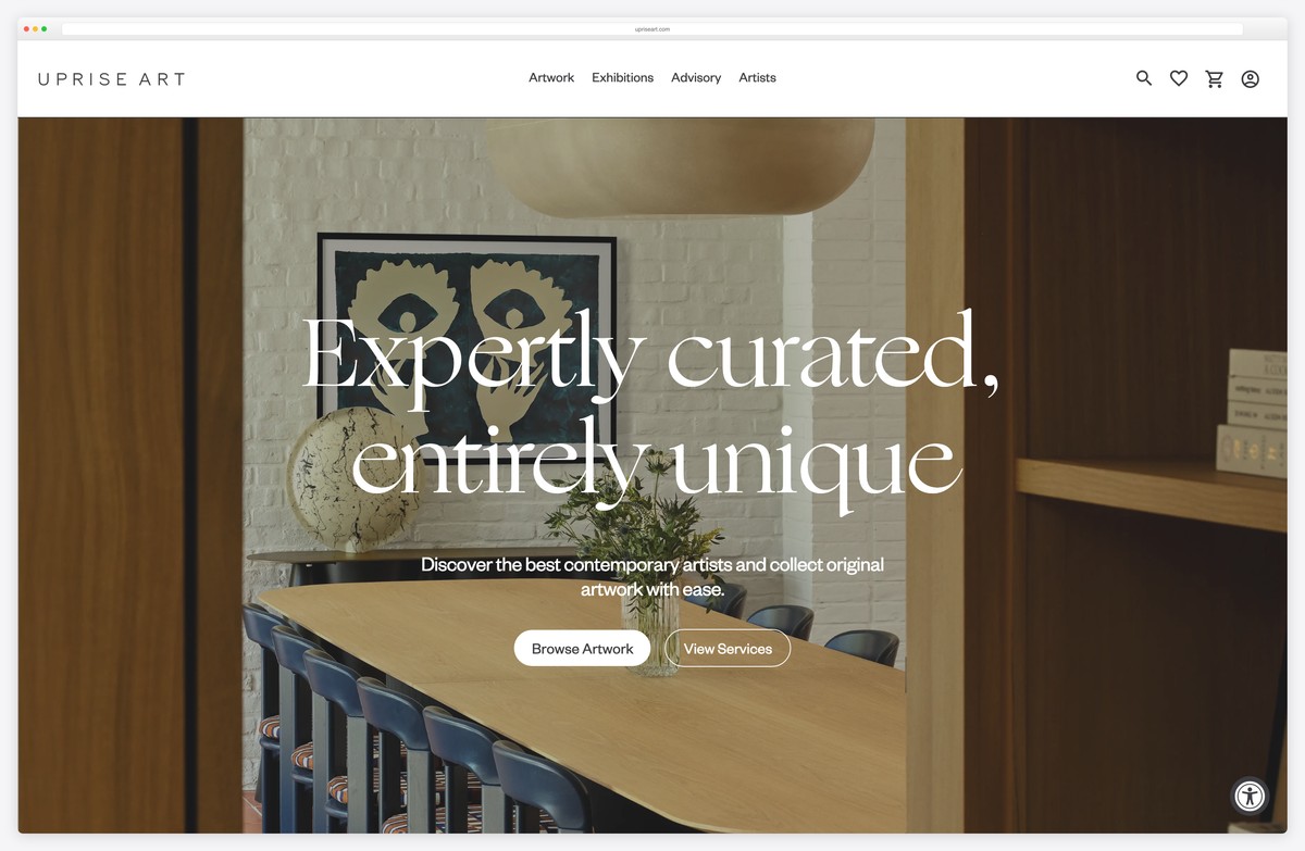 uprise art online gallery website example