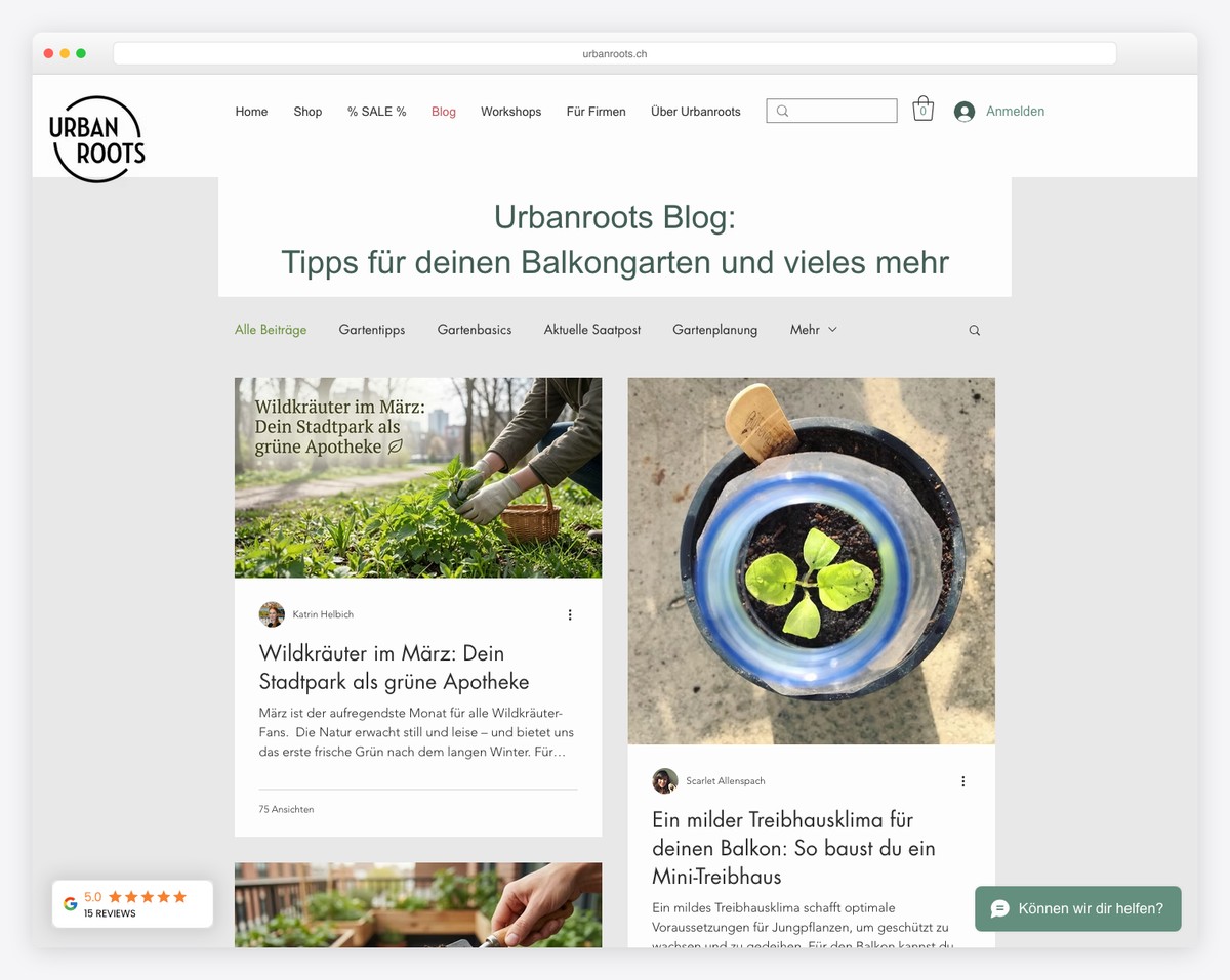 urban roots wix blog example