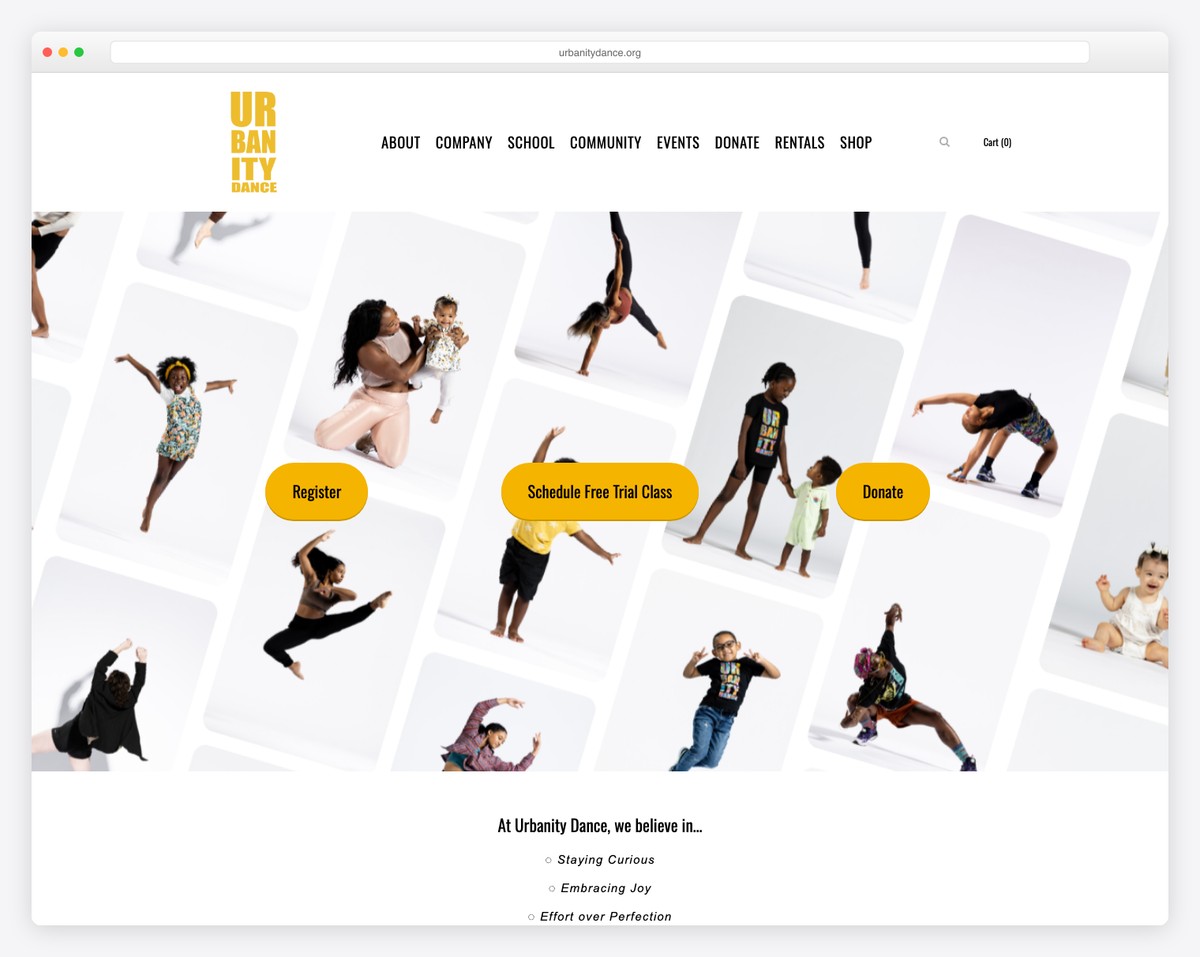 urbanity dance website example
