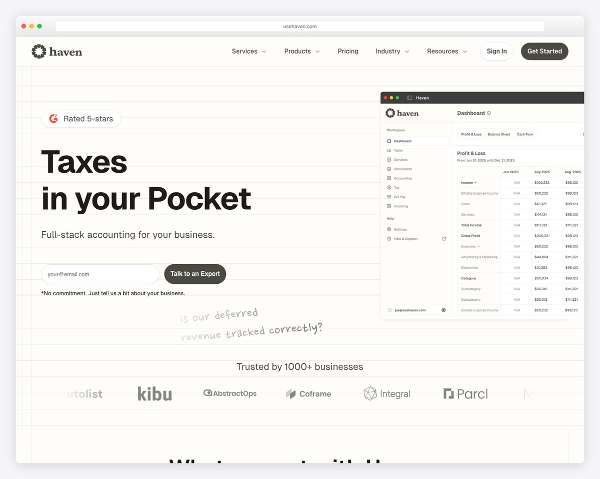 haven website example