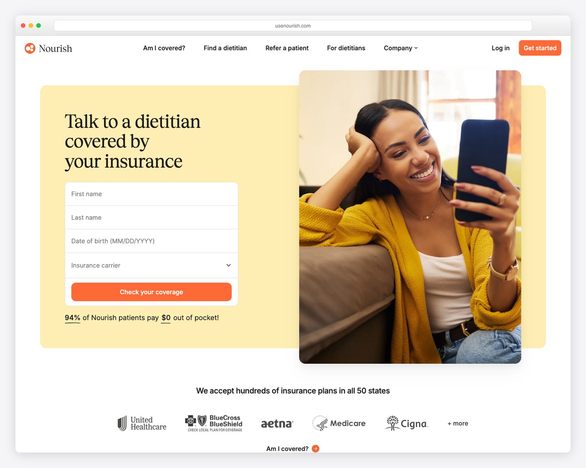 nourish website example