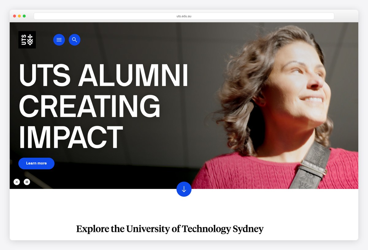 University of Technology Sydney homepage design
