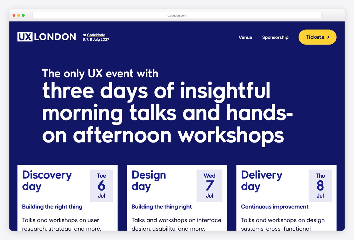 UX London conference website