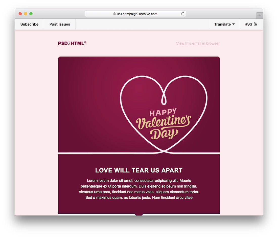 valentines day email template