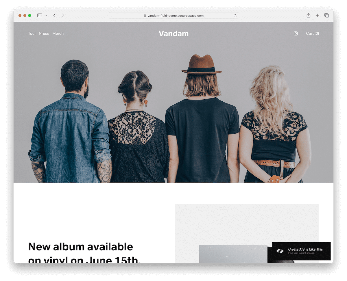 vandam squarespace musician template