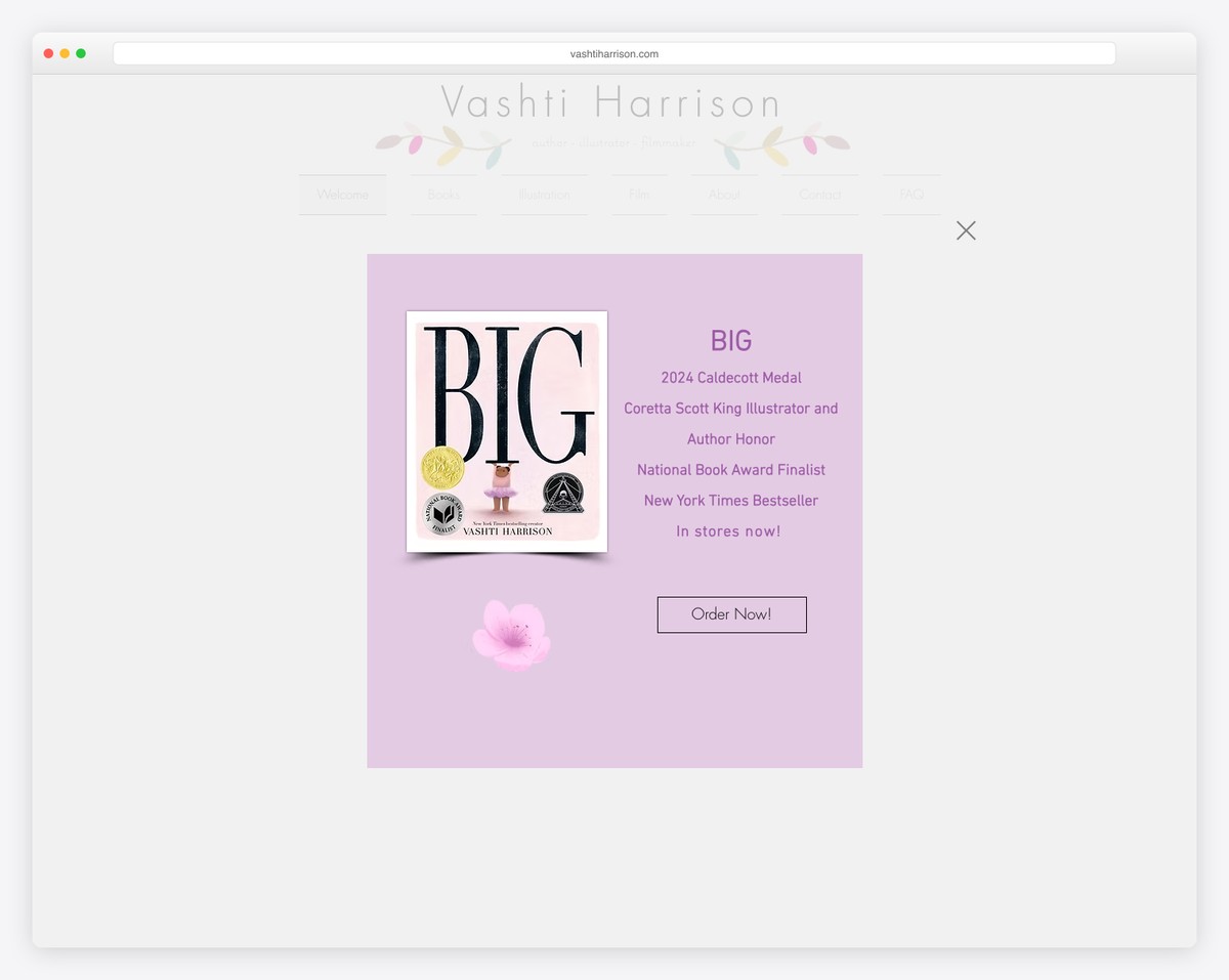 vashti harrison author website example