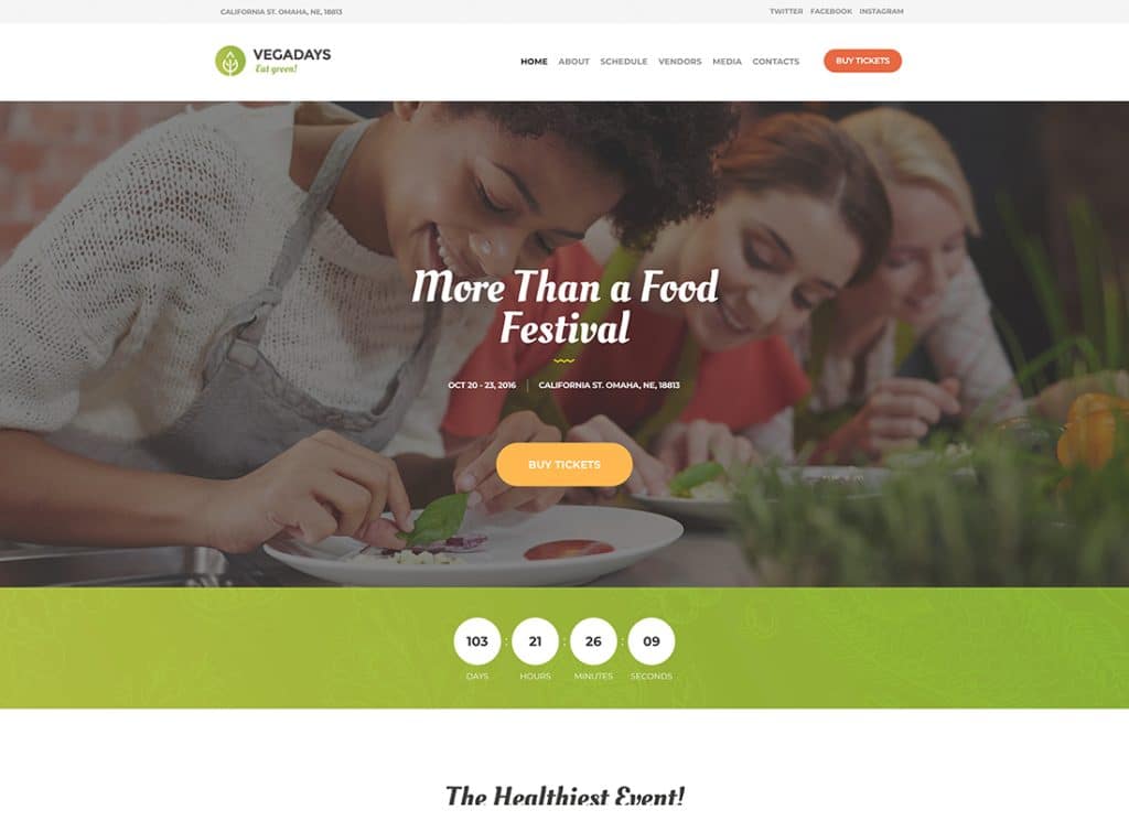 VegaDays - Vegetarian Food Festival & Eco Event WordPress Theme