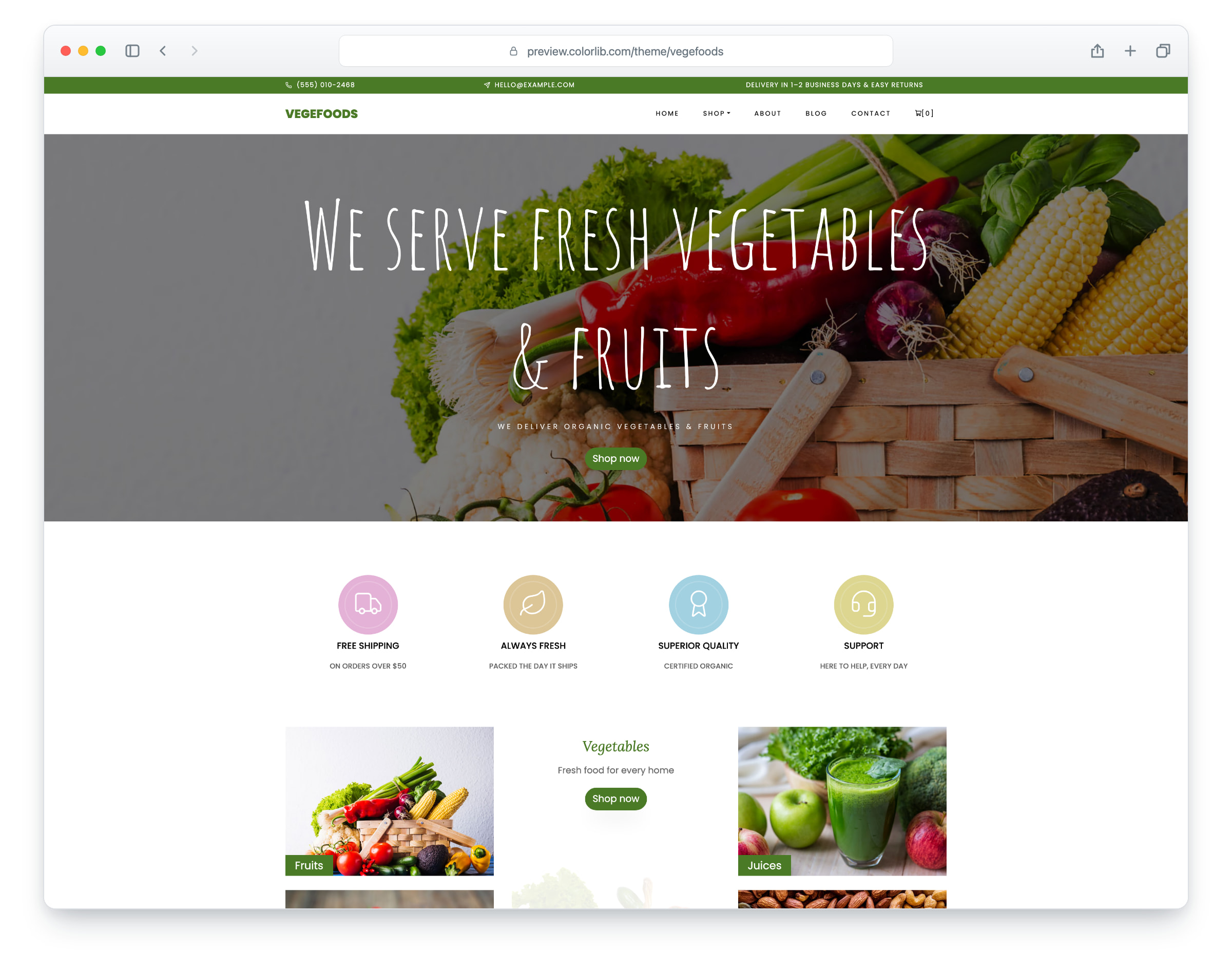 Vegefoods website template
