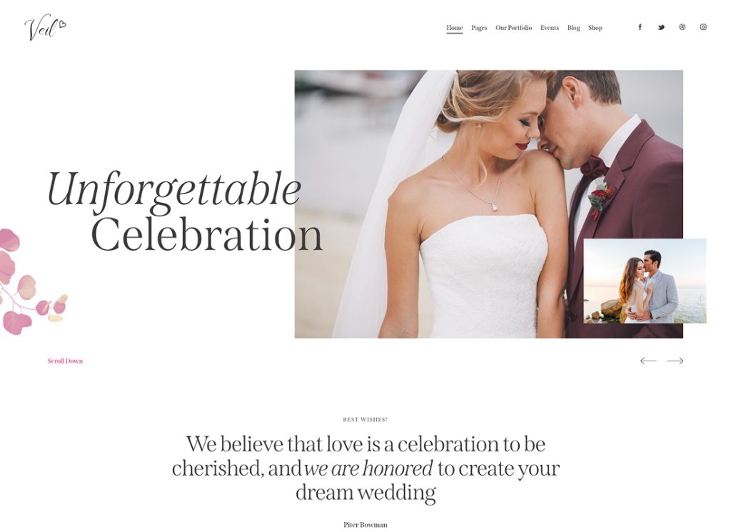 Veil - Wedding Event & Photographer WordPress Theme
