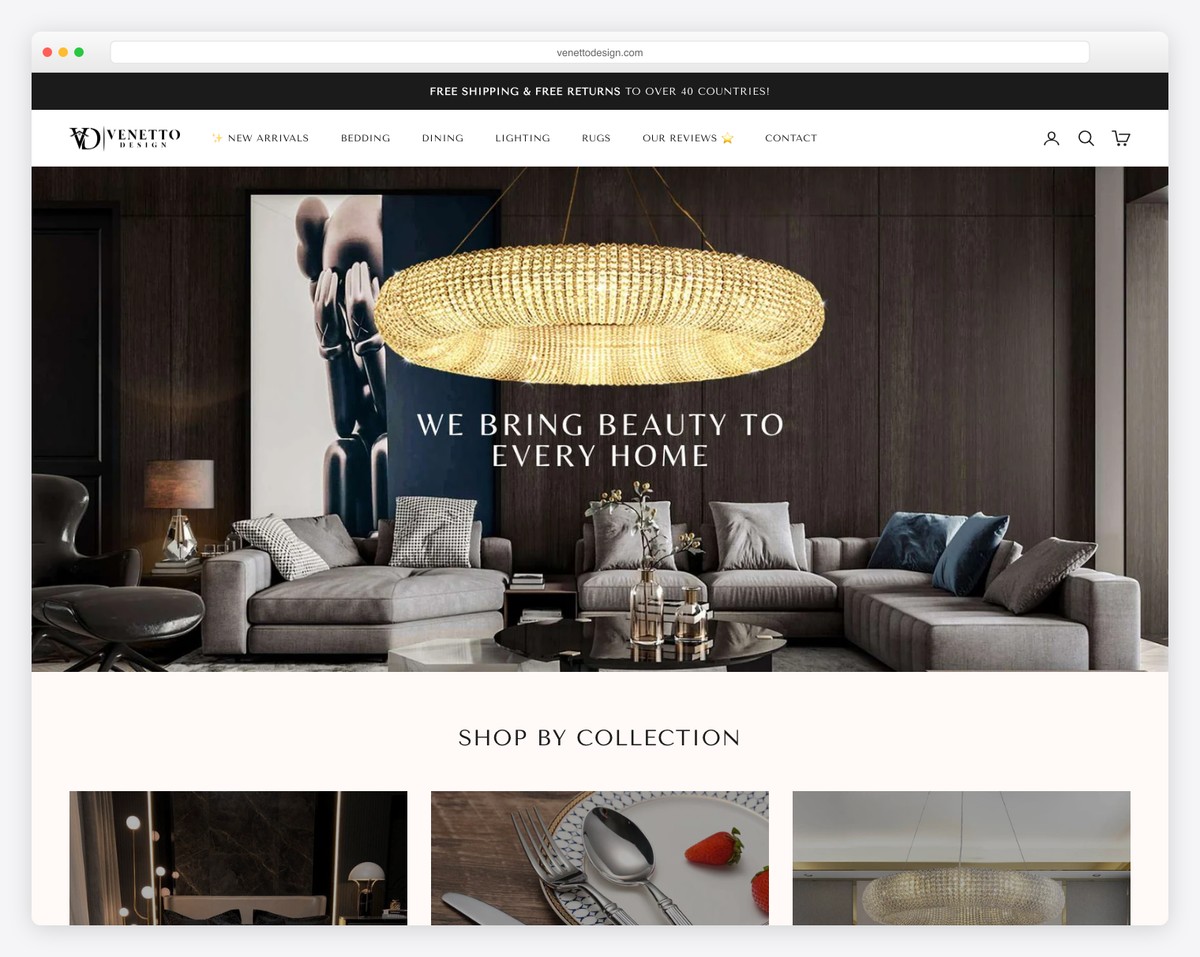 venetto design dropshipping website example