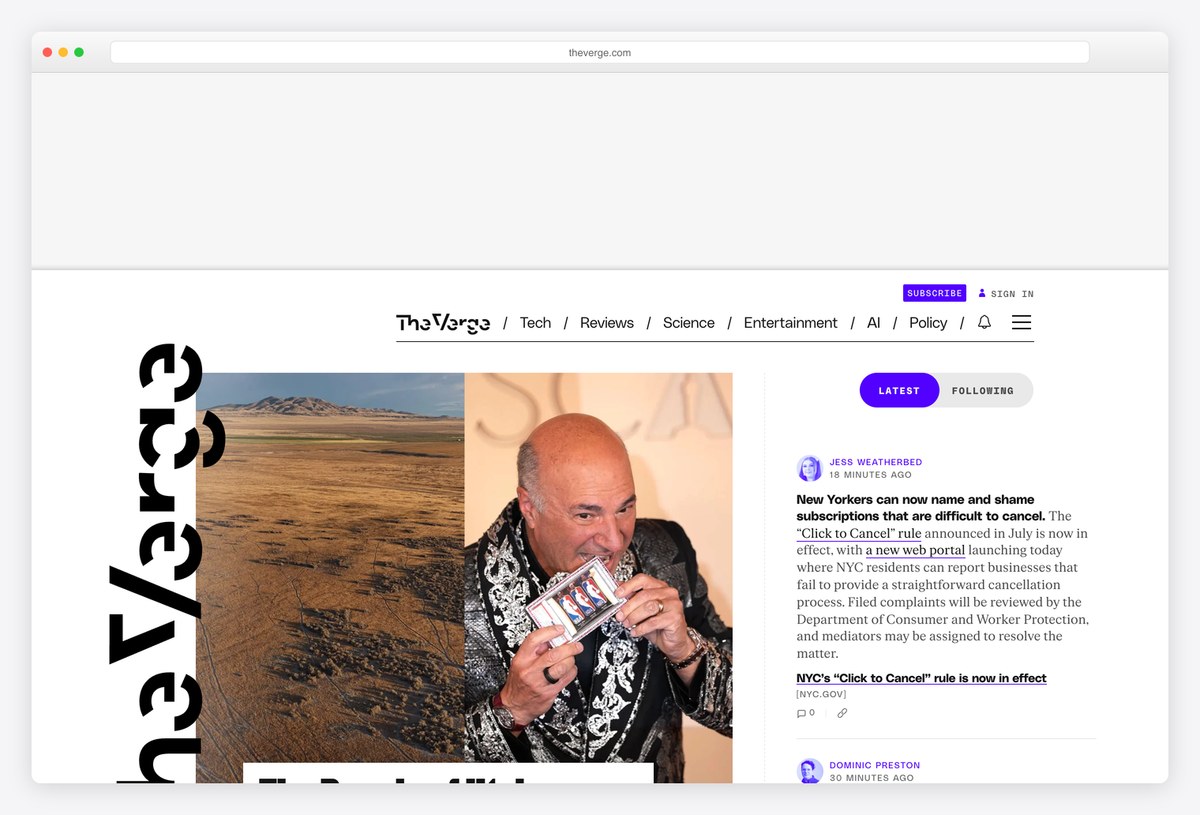 The Verge homepage design