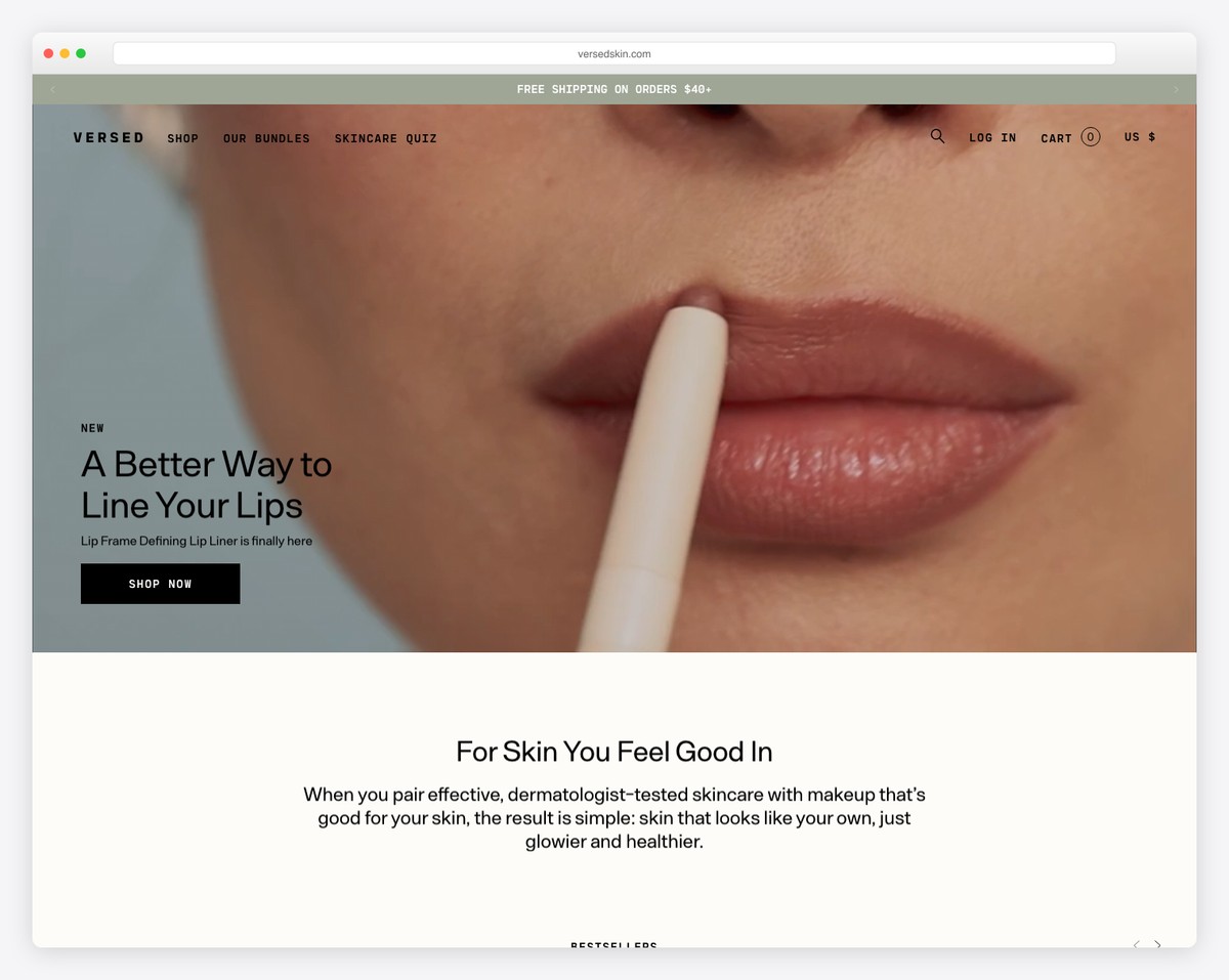 versed website example