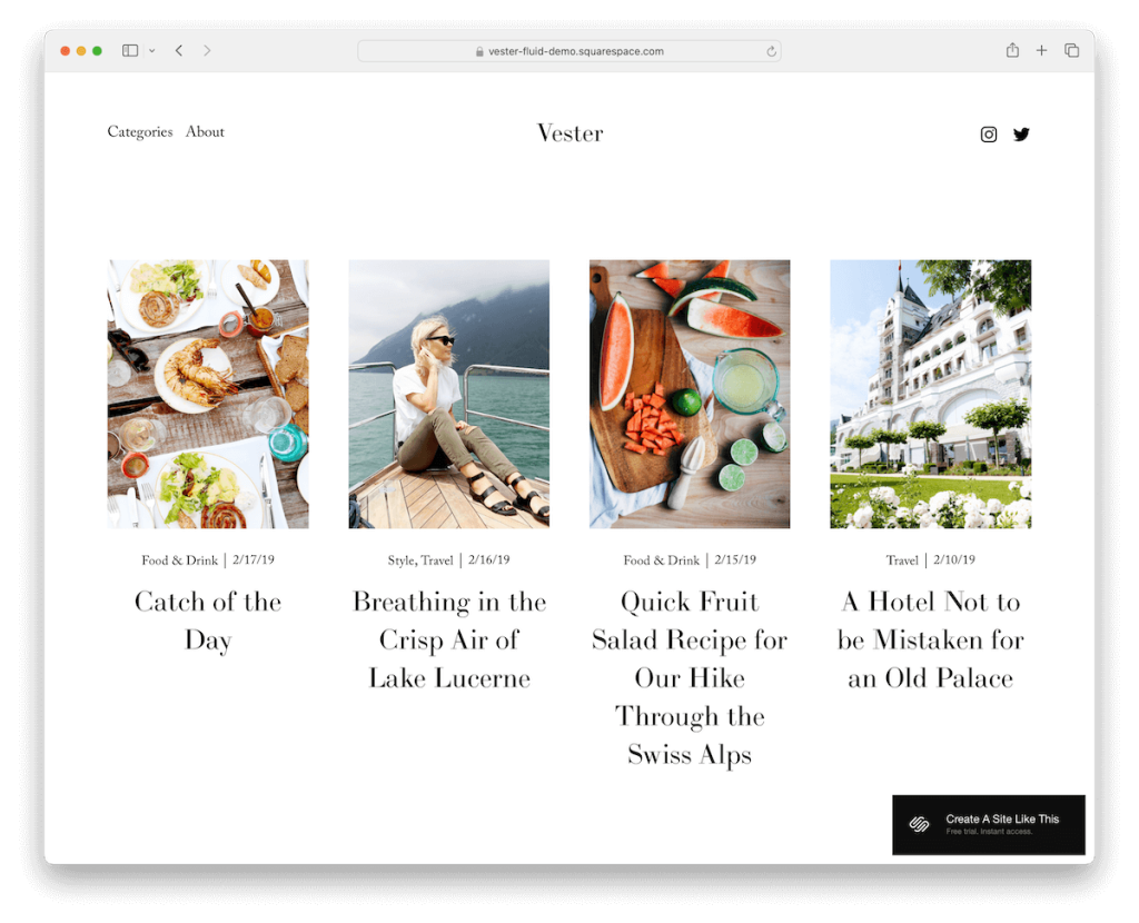 vester squarespace lifestyle template