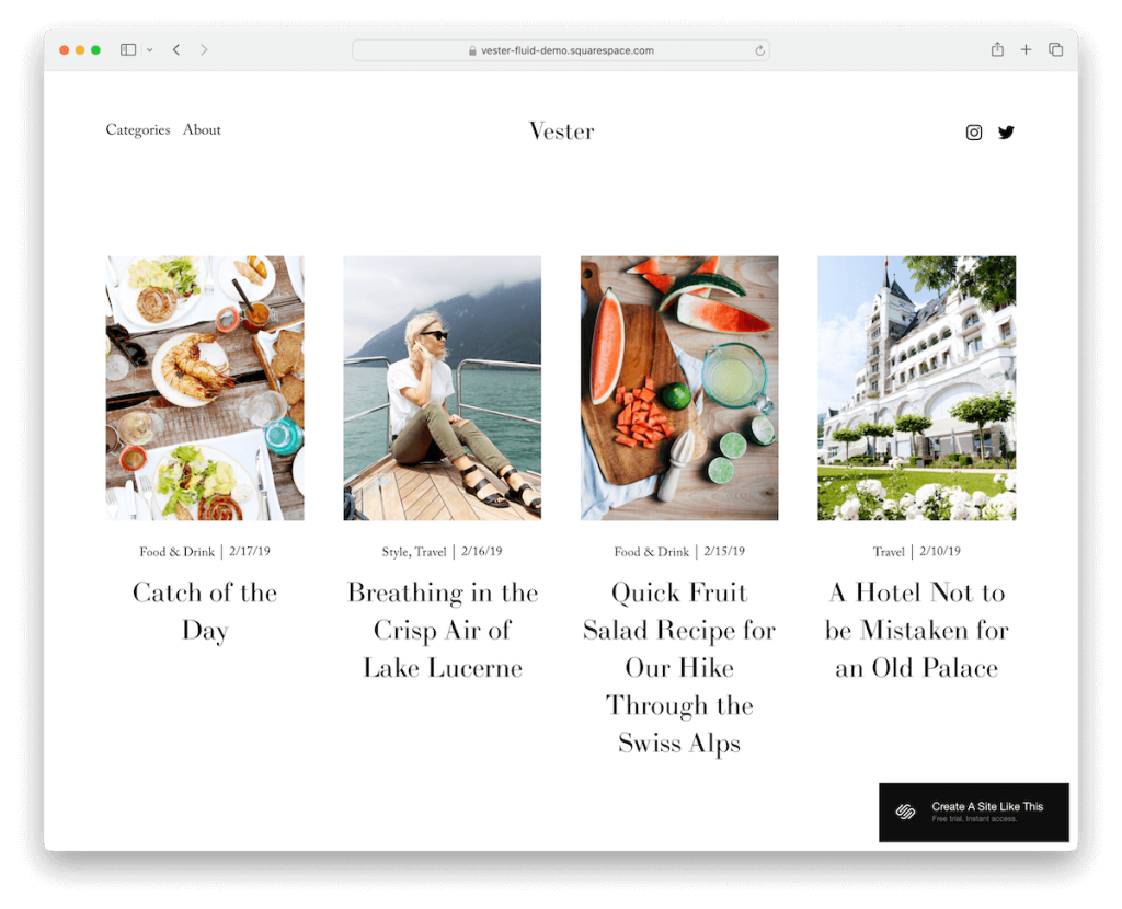 vester squarespace writer template