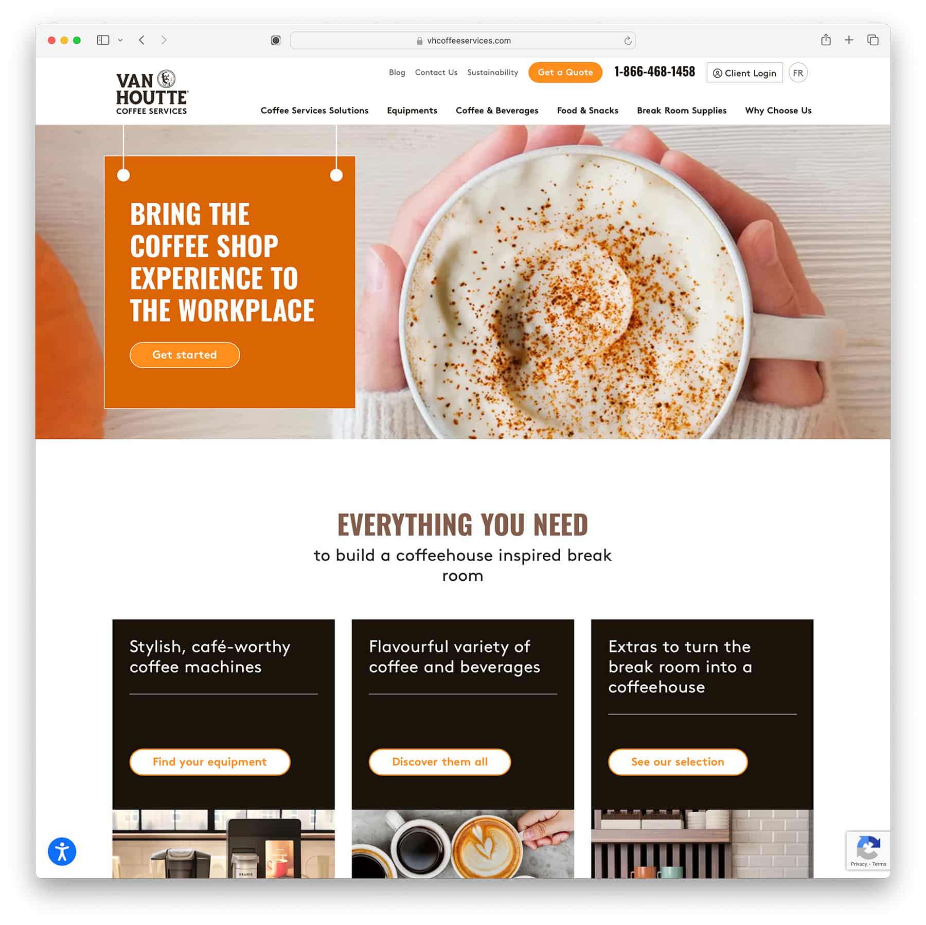 VH Coffee Services - website design example