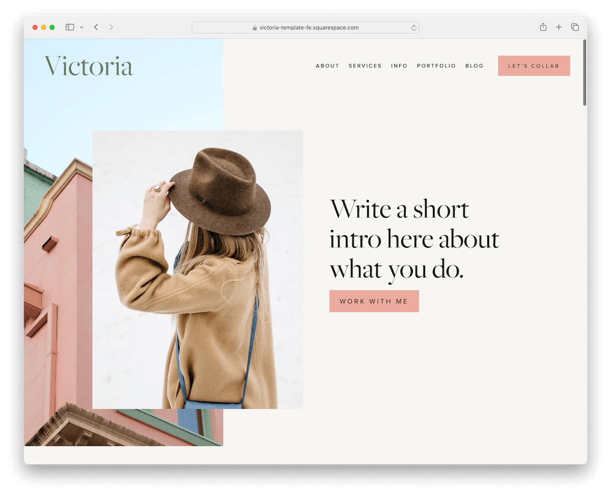 victoria squarespace writer template