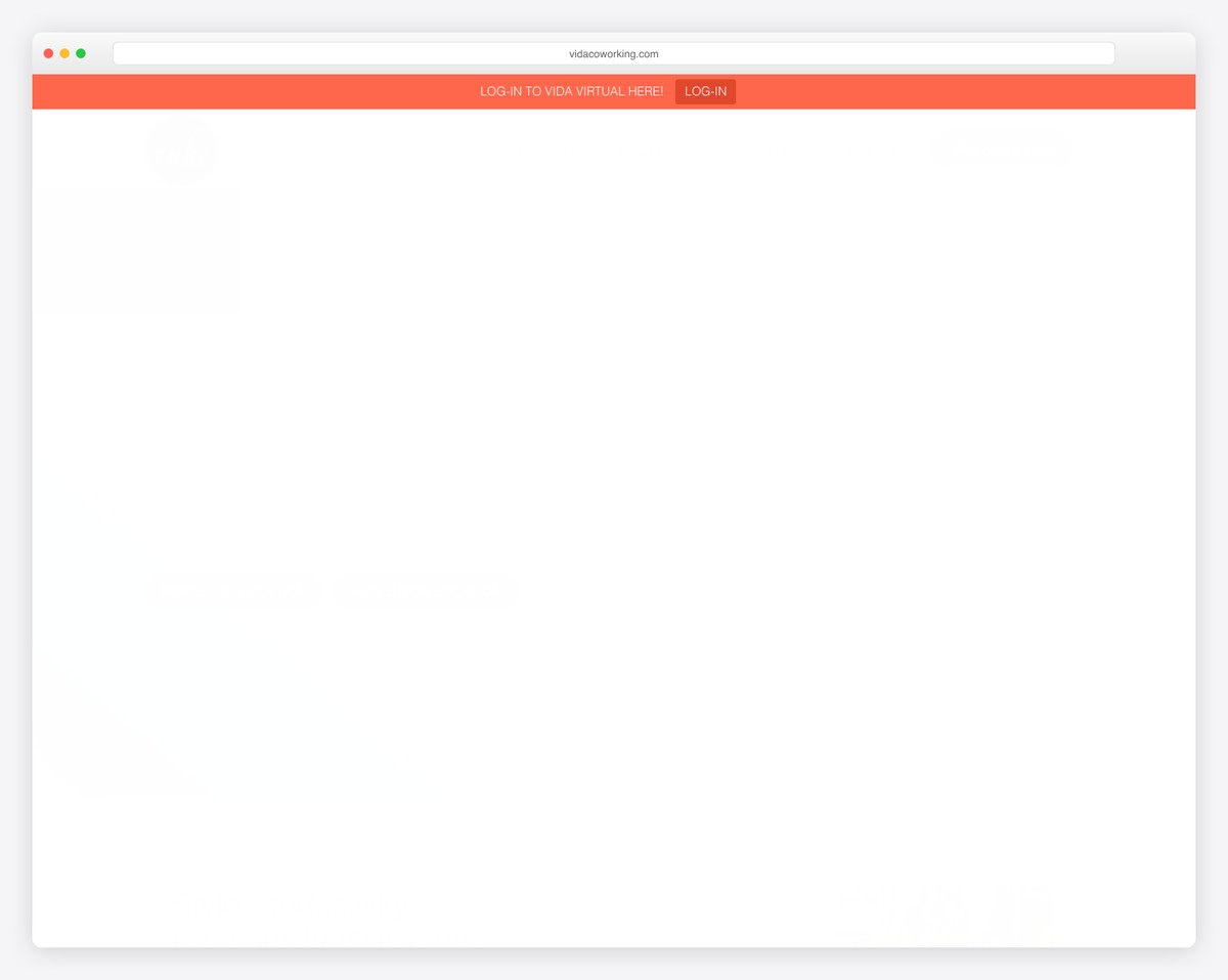 vida coworking website example