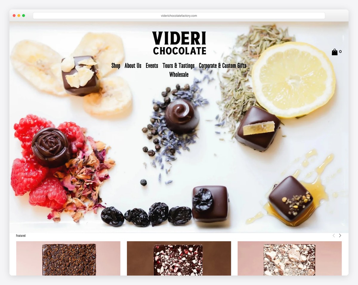 videri chocolate factory website example