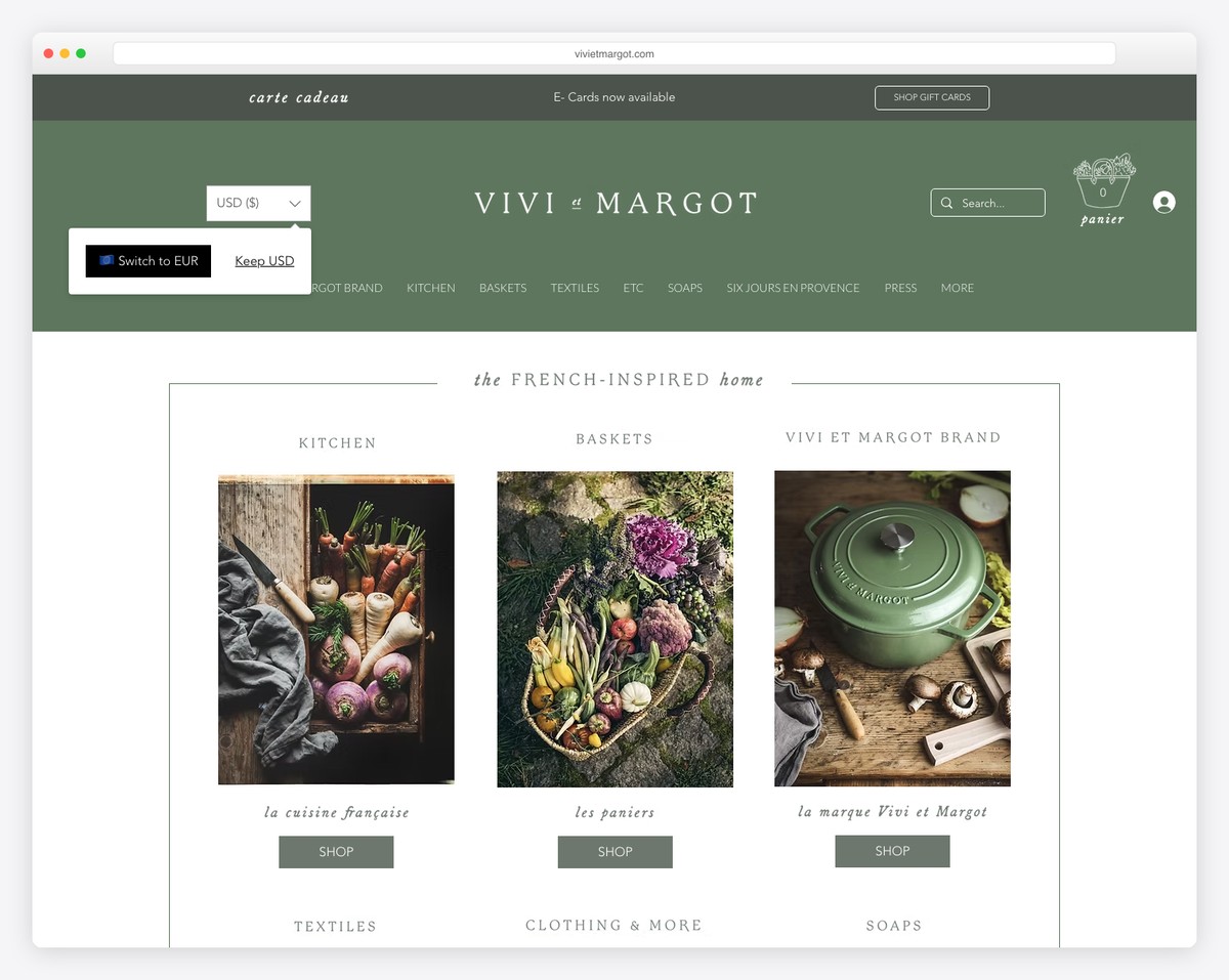 vivi et margot wix store example