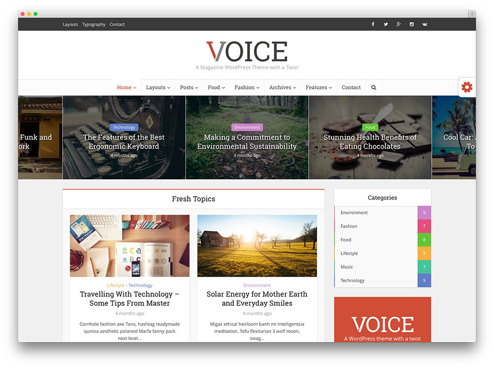 voice - flat design wordpress theme
