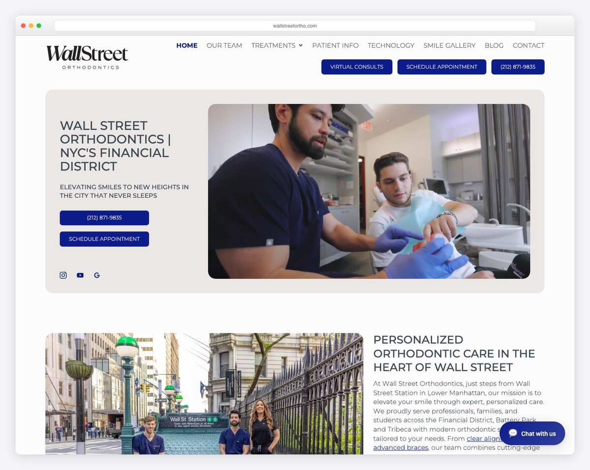 wall street orthodontics website example