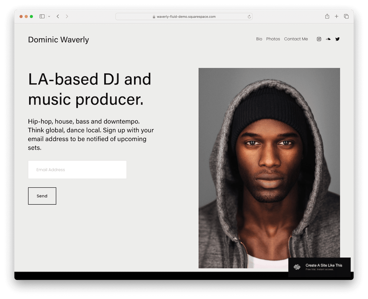 waverly squarespace musician template