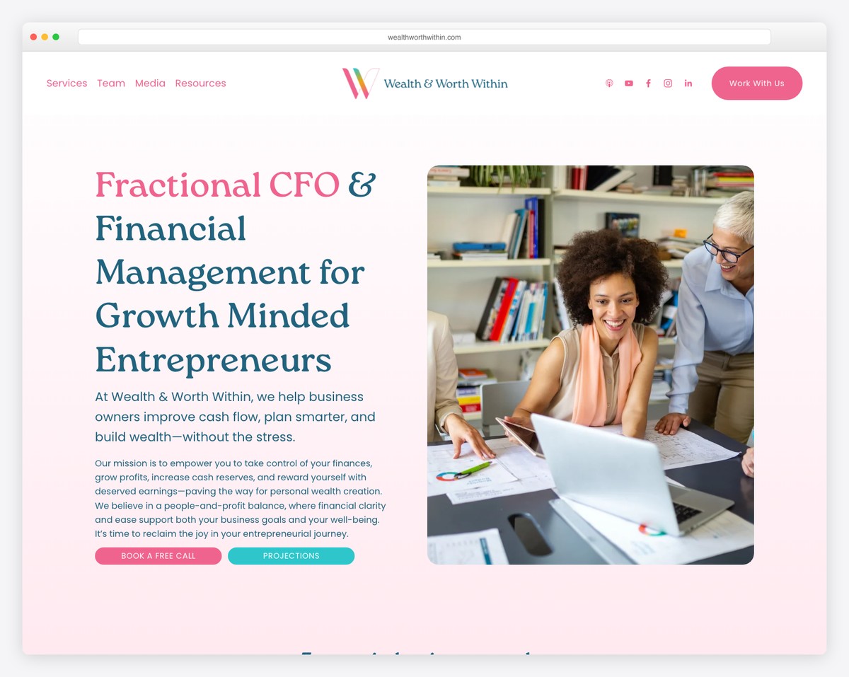 wealth & worth within website example