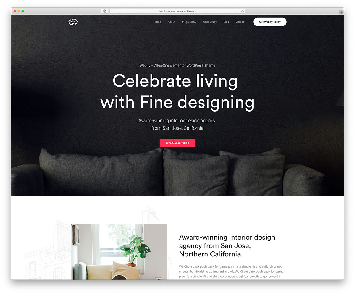 Webify - fullscreen interior design website design