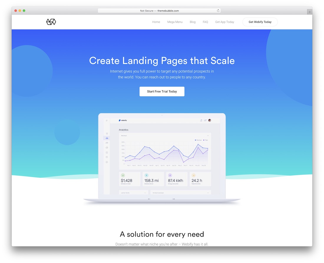 webify landing page template