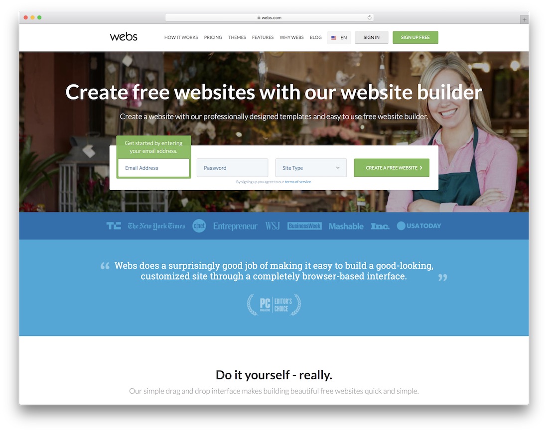 webs free responsive website builder