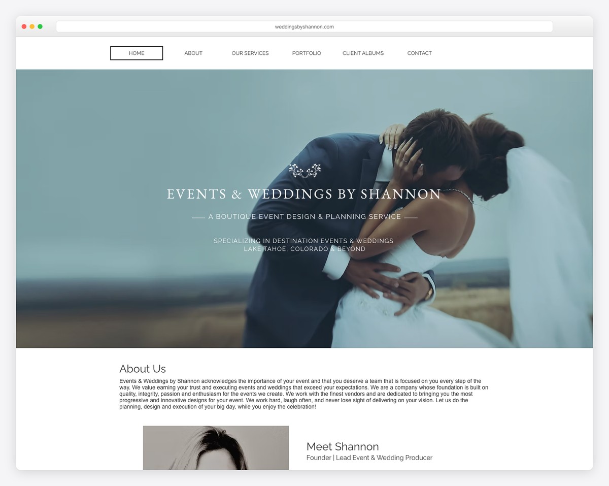 weddings by shannon website