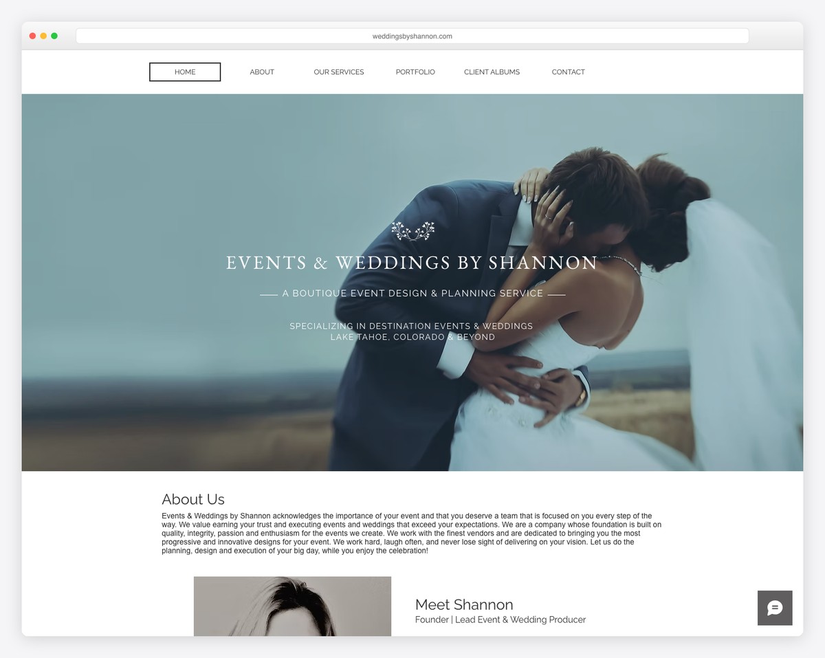 weddings by shannon website