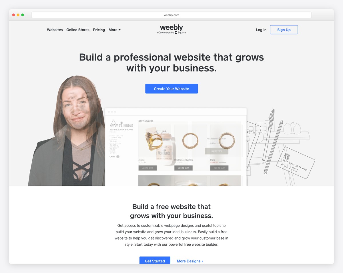 Weebly free website builder with drag-and-drop editor and ecommerce features