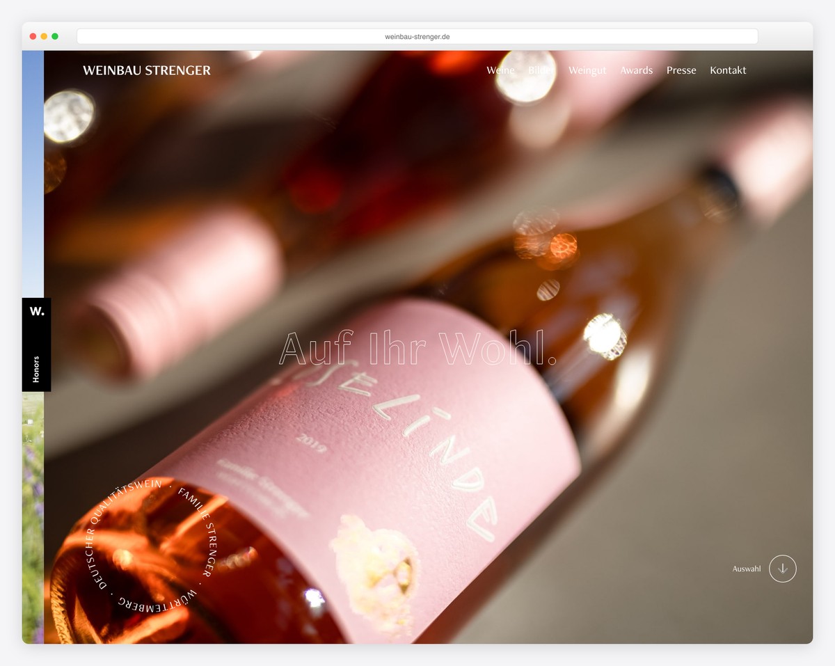 weinbau strenger one page website
